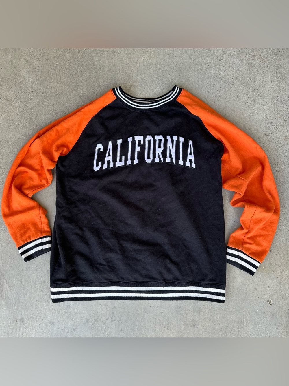 New York Popular Black Orange California Crewneck Sweatshirt Men's L